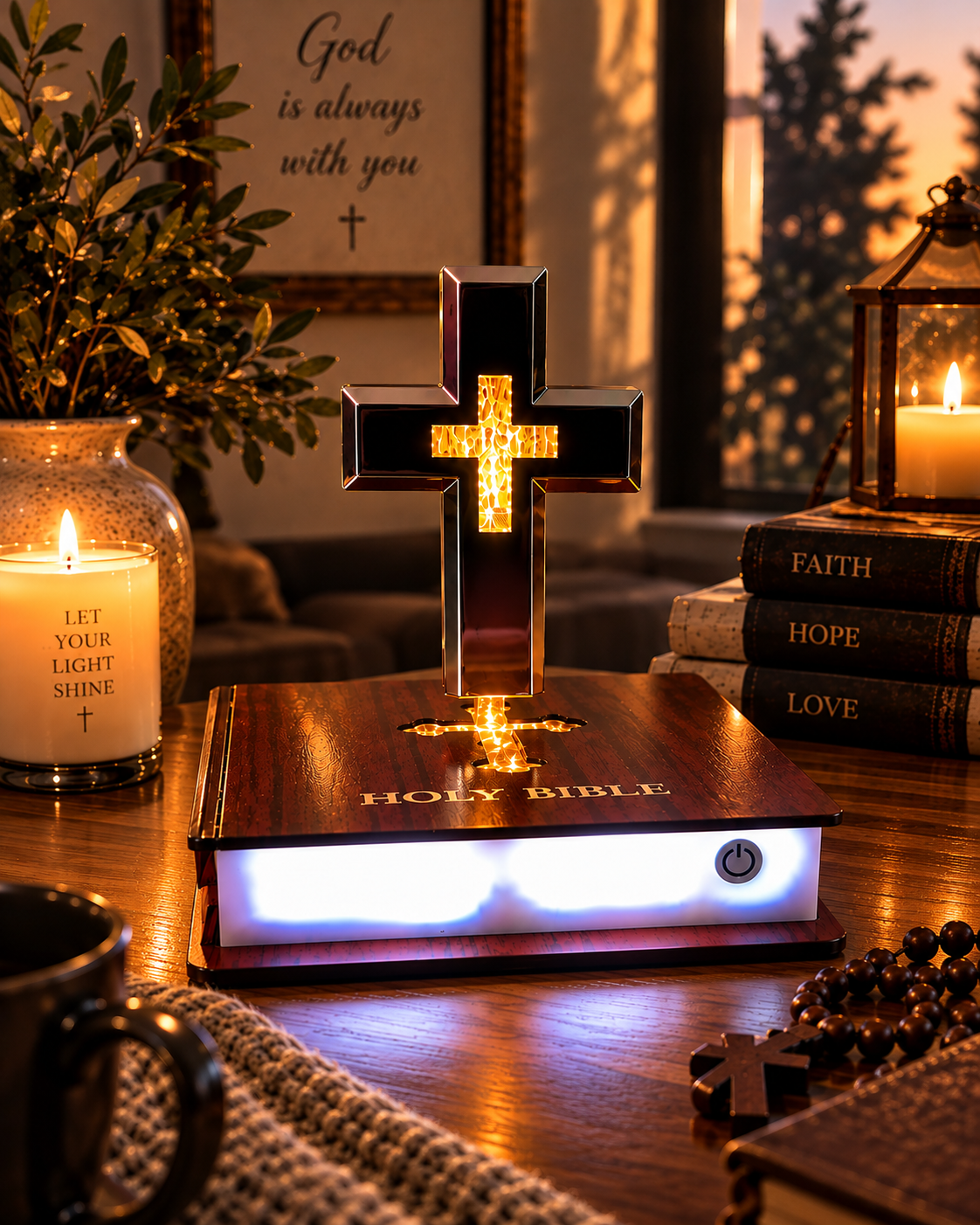 Glowing Cross Bible Stand